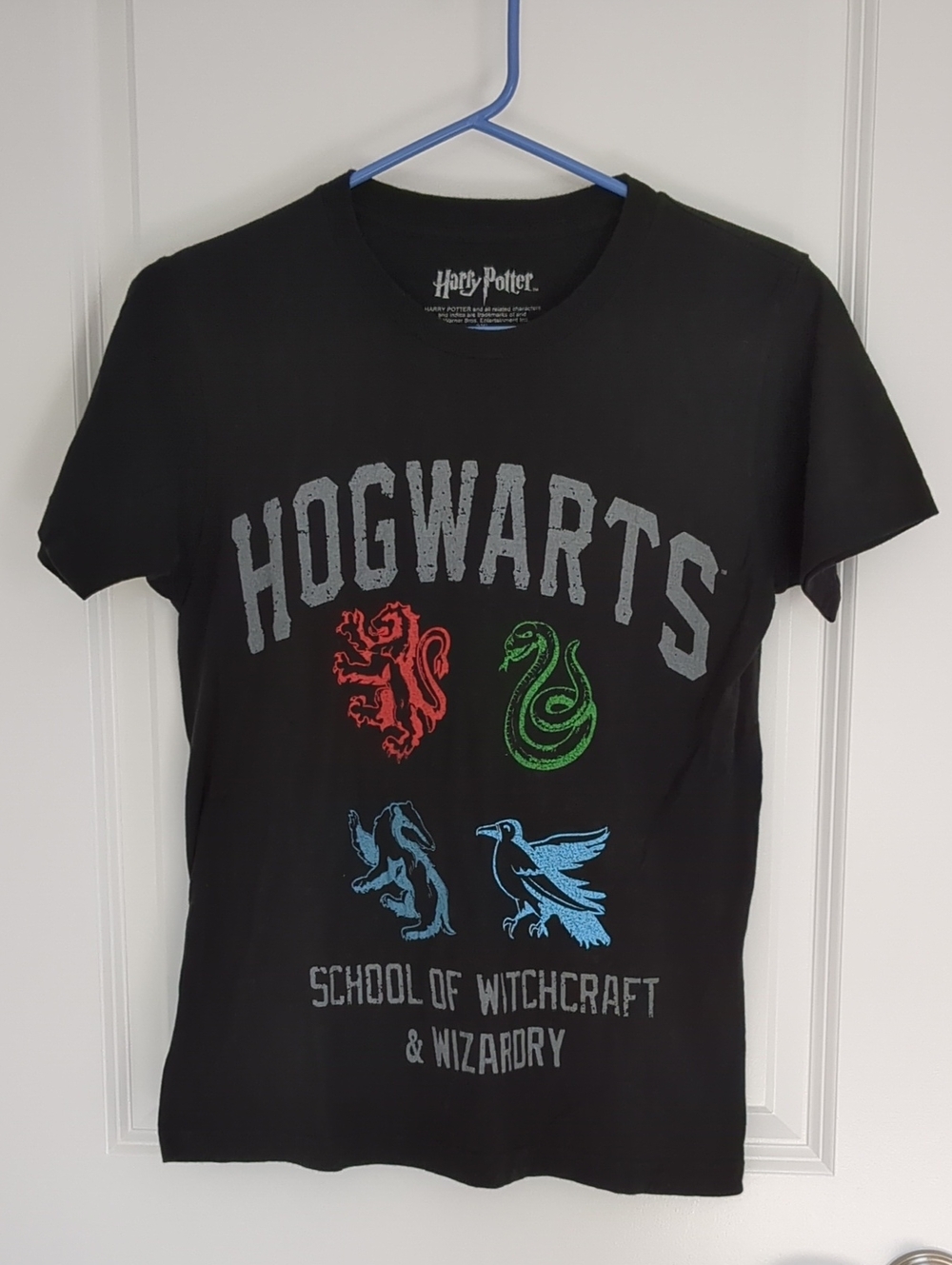 Warner Bros Black Hogwarts Houses Crest Tee